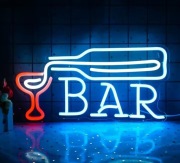 NEON BAR SZYLD WINO KIELISZEK PUB RESTAURACJA CLUB PARTY LED USB 
