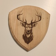 GŁOWA JELENIA NA DESCE