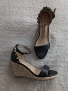 Czarne rockowe buty espadryle na koturnie z ćwiekami ćwieki Kaleidoscope 36