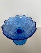 Owocarka patera Ząbkowice wachlarze kobaltowy niebieski PRL