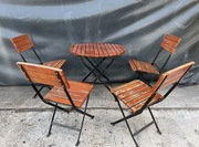 Zestaw piwny komplet biesiadny drewno metal krzesła stół metalowy 