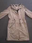 Kurtka beżowa trencz parka płaszczyk C&A z kapturem 36 S 24 hm