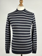 Sweter WOOLRICH 100% wełna M granatowo-szary w paski elegancki premium