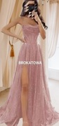 Nowa suknia studniówka S jasny róż Księżniczka princess sukienka brokatowa