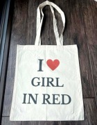 Torba bawełniana torebka tote bag girl in red bawełna beżowa