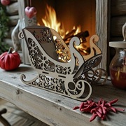 Drewniane sanie świąteczne Ozdoba stołu, komody 