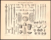 ARCHEOLOGIA EPOKA METALU 1 litografia z 1888 r