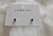 Srebrne kolczyki z czarną cyrkonią