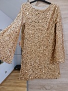 Nowa sukienka cekinowa welur beż  firmy Lamiar