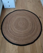Dywan pleciony wicker okrągły czarny Z TRAWY MORSKIEJ 120x120 cm do salonu