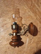 Kinkiet mosiężny, drewniany, holenderski E27 LED lampa