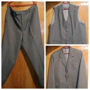 Komplet szary garnitur kamizelka spodnie XXL męski uroczystości elegancki