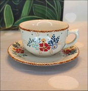 Filiżanka ceramiczna Bolesławiec ze spodkiem duża ceramika Bolesławiec 