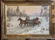stary obraz olejny "Trójka" Edwarda Pierzyńskiego