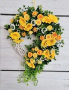 Piękny wiosenny przedłużany wianek na drzwi ścianę Żółty 40 cm