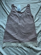 Letnia bluzka na ramiączka z ozdobnymi plecami pudrowy róż House XS