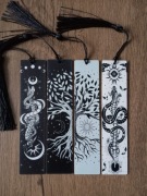 4 plastikowe zakładki do książek z motywem dnia i nocy (yin yang)