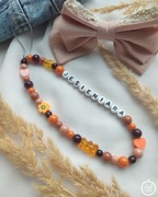 Zawieszka do telefonu jesieniara, brązowa, smycz, brelok, koraliki