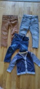Trzy pary spodni Zara H&M Reserved 92 98 104 + sweter
