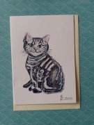 Kartka ręcznie malowana z kotem
