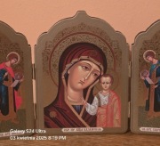 Ikona prawosławna TRYPTYK Archanioł Michał i Gabriel, Matka Boska Kazańska 
