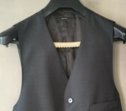 Kamizelka męska elegancka MASSIMO DUTTI - czarna - wełna 120s -46 slim