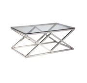 Hromowany szklany stolik kawowy srebrny 120x60 premium glamour 