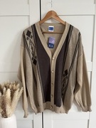 Kardigan męski wzorzysty vintage w romby geometryczny wzór preppy college