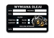 Naklejki serwisowe wymiana oleju 9x6 cm olej filtry przebieg data 32 sztuki