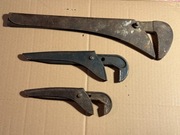 Zestaw 3 kluczy nastawnych do rur – żabki, różne rozmiary, stare używane