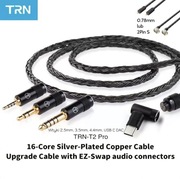 TRN T2 Pro 0.78, 2Pin S. USB C DAC, 2.5,3.5,4.4mm Kabel Modułowy Czarny 