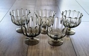 Pucharki do lodów deserów szkło przydymione cieniowane PRL vintage 5 szt