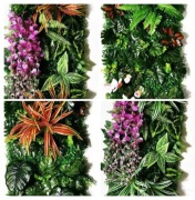 ZIELONA ŚCIANA KWIATY PANEL ROŚLINNY ŻYWOPŁOT Z ROŚLIN SZTUCZNYCH 120 X 40