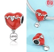 Srebrny Nowy Charms Prezent na Walentynki Serce