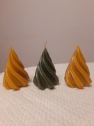 3 szt świeca z wosku pszczelego choinka 