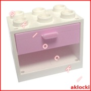 LEGO 4532 + 4536 SZAFKA 4x3x2 biała, jasno różowa szuflada