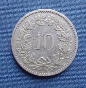 Moneta Szwajcaria 10 rappenów 1982
