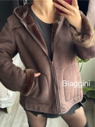 Vintage futerko marki Biaggini Rozmiar L brązowe kaptur ciepłe