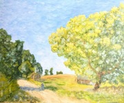 Olej/płótno 60x50. Inspiracja Alfred Sisley.