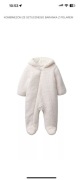 Zara kremowy Kombinezon z baranka ecru z polarem 1 miesiąc ( 56 cm )