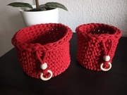 2x koszyk, koszyczek czerwony ze sznurka prezent upominek podziękowanie 