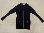 Granatowy długi wełniany zasuwany sweter Karen Millen ok. 36 - 38 - 40