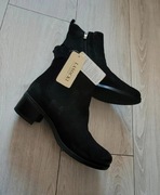 czarne skórzane botki lasocki z metką niski obcas rozmiar 40