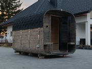 Sauna ogrodowa QUADRO 3,35 z piecem i szybą panoramiczną