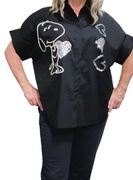 czarna bluzka koszula z cekinami haft 5xl 52 54