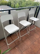 3 x Krzesło barowe IKEA FRANKLIN składane, białe, wysokość siedziska 74 cm