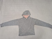 Szary melanż sweter z kapturem oversize Lindex 134 - 140