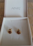 Kolczyki APART Srebro Pozłacane – Naturalny Bursztyn – Klasyka