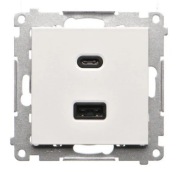 Ładowarka USB A+C Simon 55 dopuszkowa TEC2CAQ.01/111 biały mat 30W, 230V