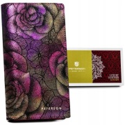 Peterson portfel skóra naturalna Purple Flower magnes